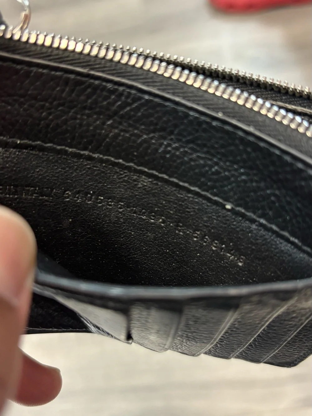 Balenciaga Black Leather PARIS Zip Card Pouch